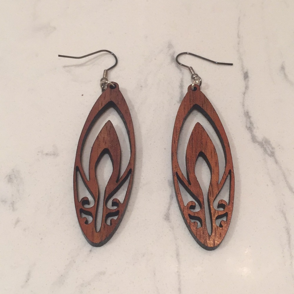 Wooden dangly earrings
